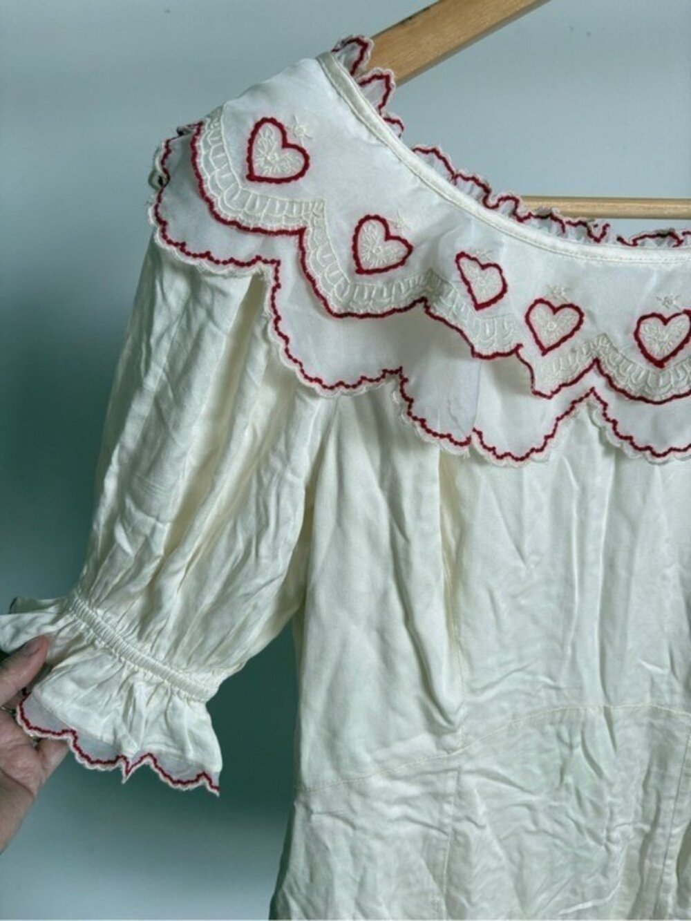 $369 NWT For Love And Lemons “Amor”Embroidered Mini Dress in Cream Sz XS - Picture 7 of 14